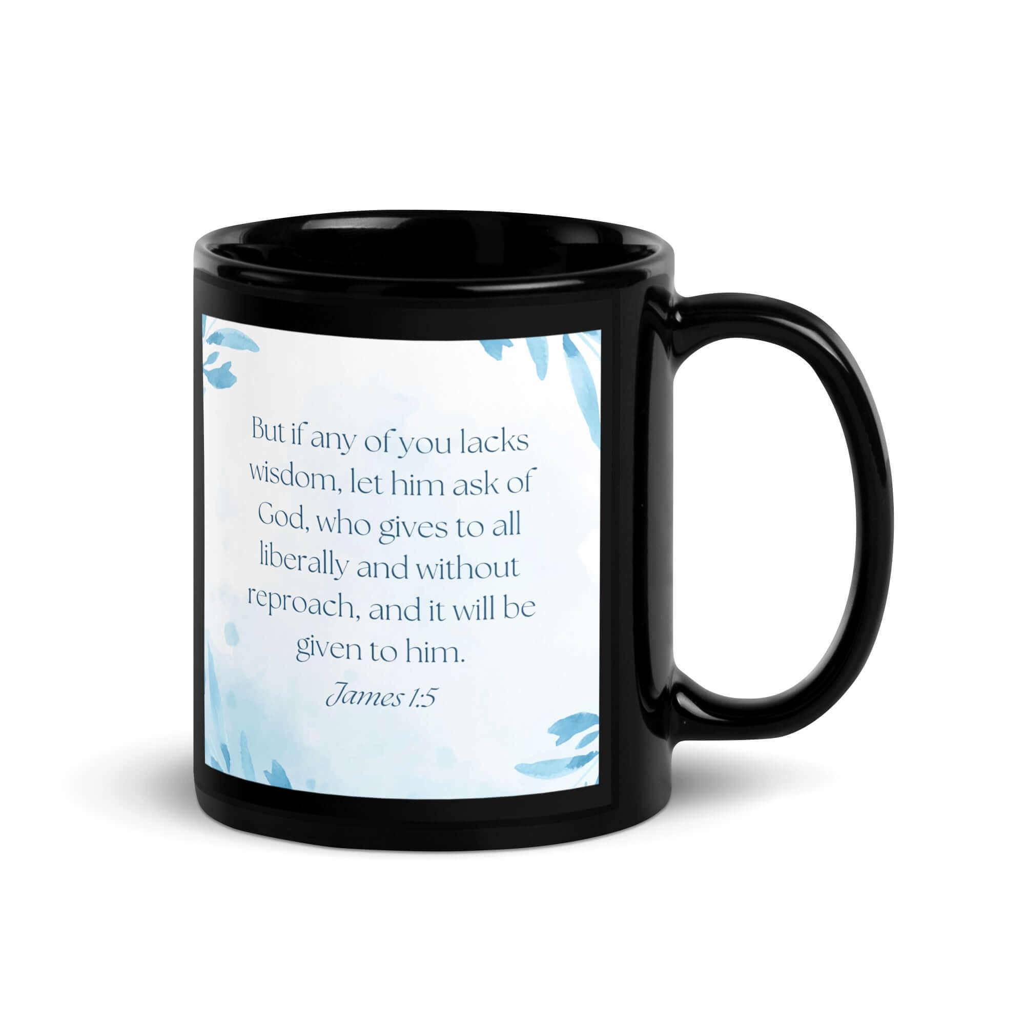 James 1:5 Bible Verse, lacks wisdom Black Glossy Mug