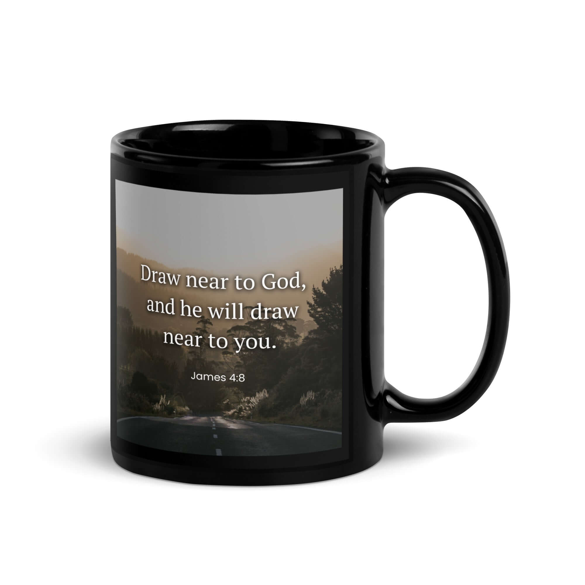 James 4:8 Bible Verse, Cleanse your Black Glossy Mug