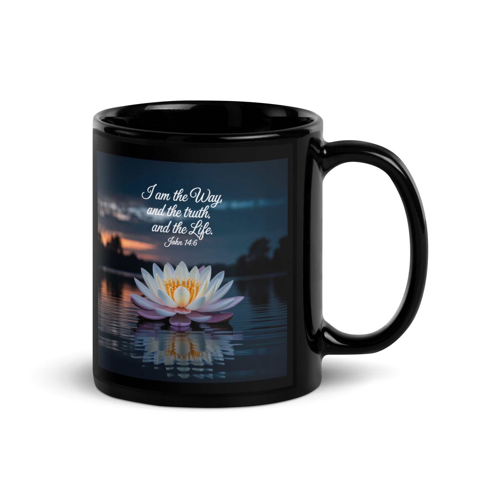 John 14:6 Bible Verse The Father Black Glossy Mug