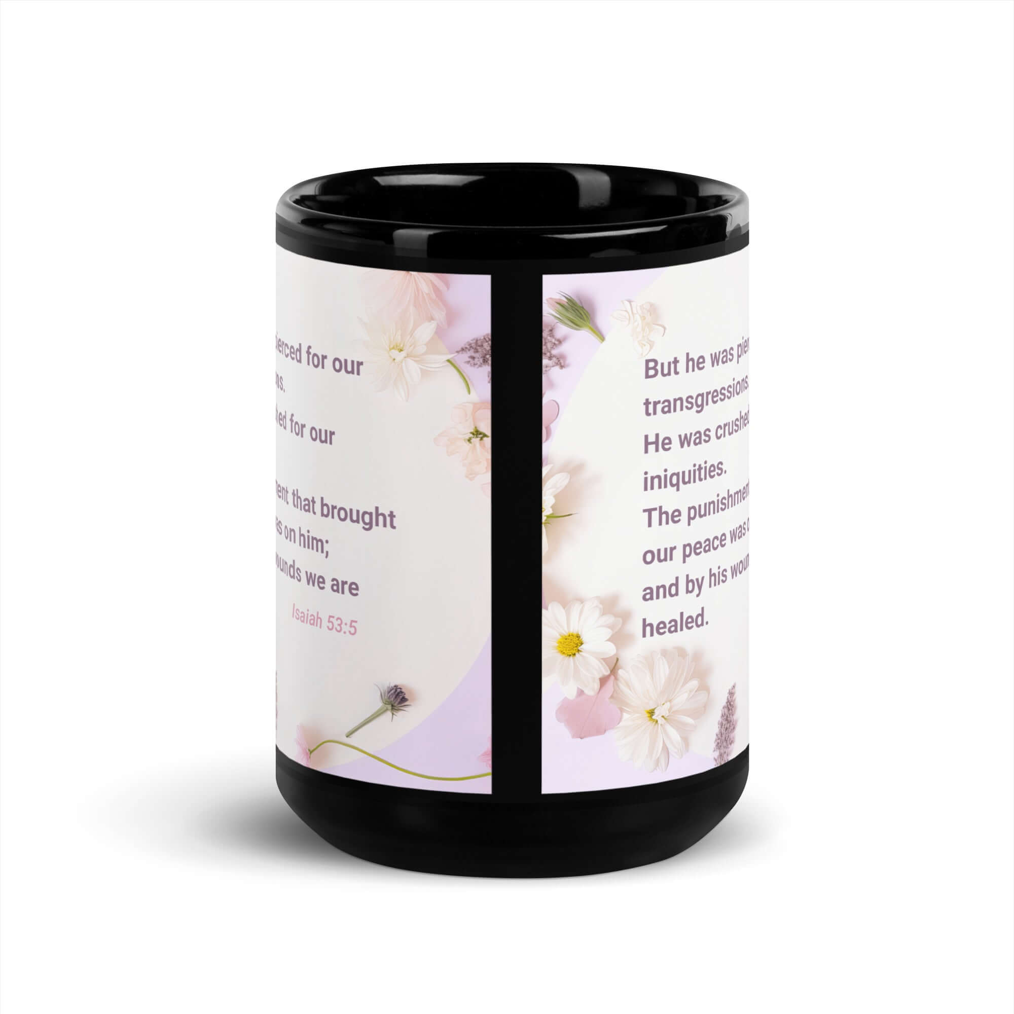 Isaiah 53:5 - Bible Verse, by his wounds Black Glossy Mug