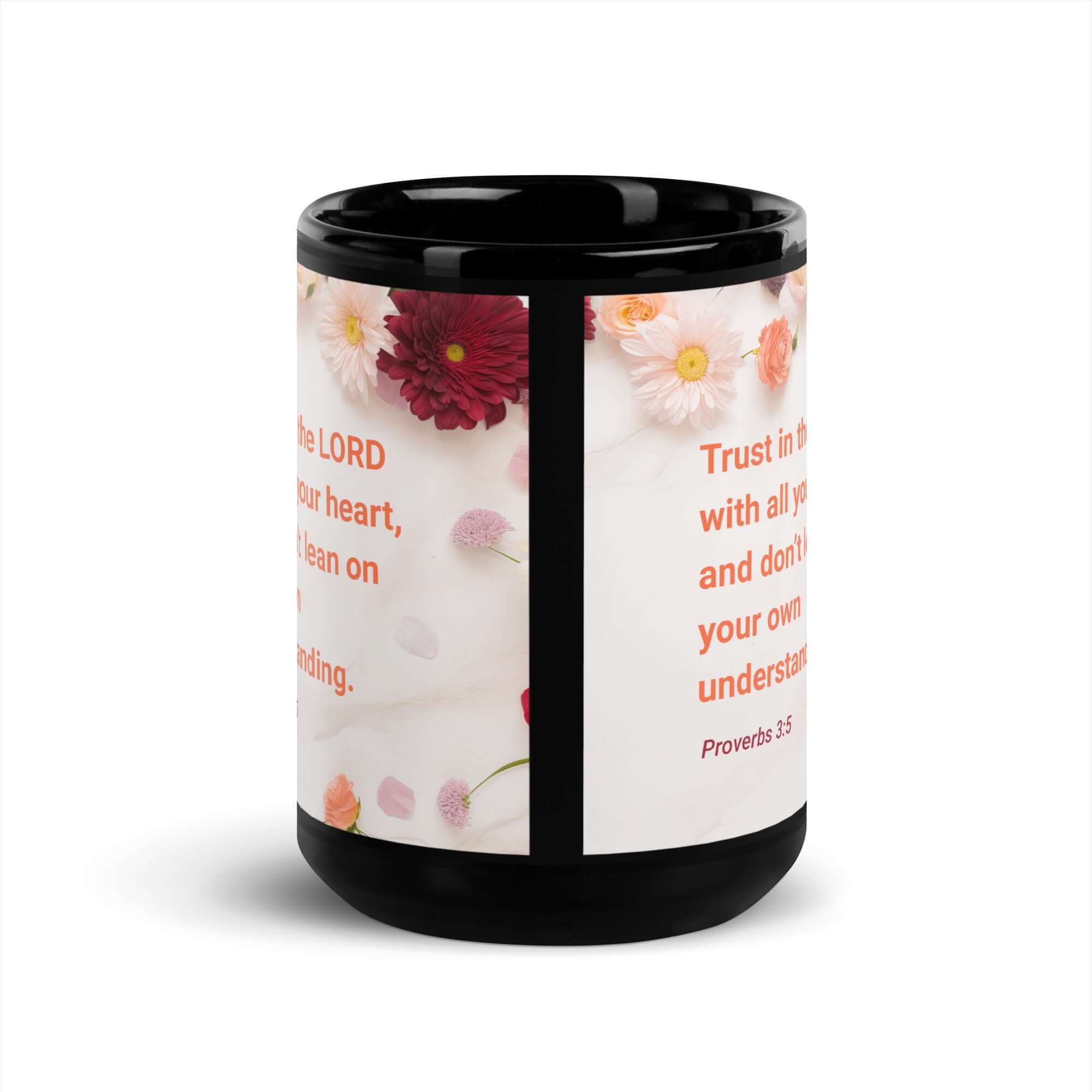 Prov 3:5 - Bible Verse, Trust in the LORD Black Glossy Mug