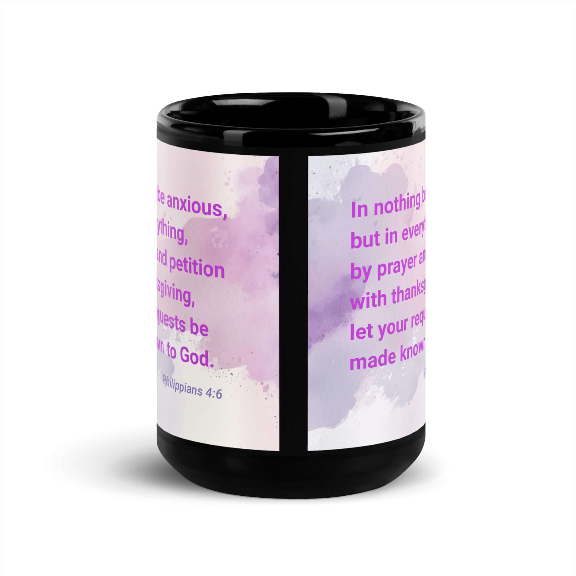 Phil 4:6 - Bible Verse, Prayer and Petition Black Glossy Mug