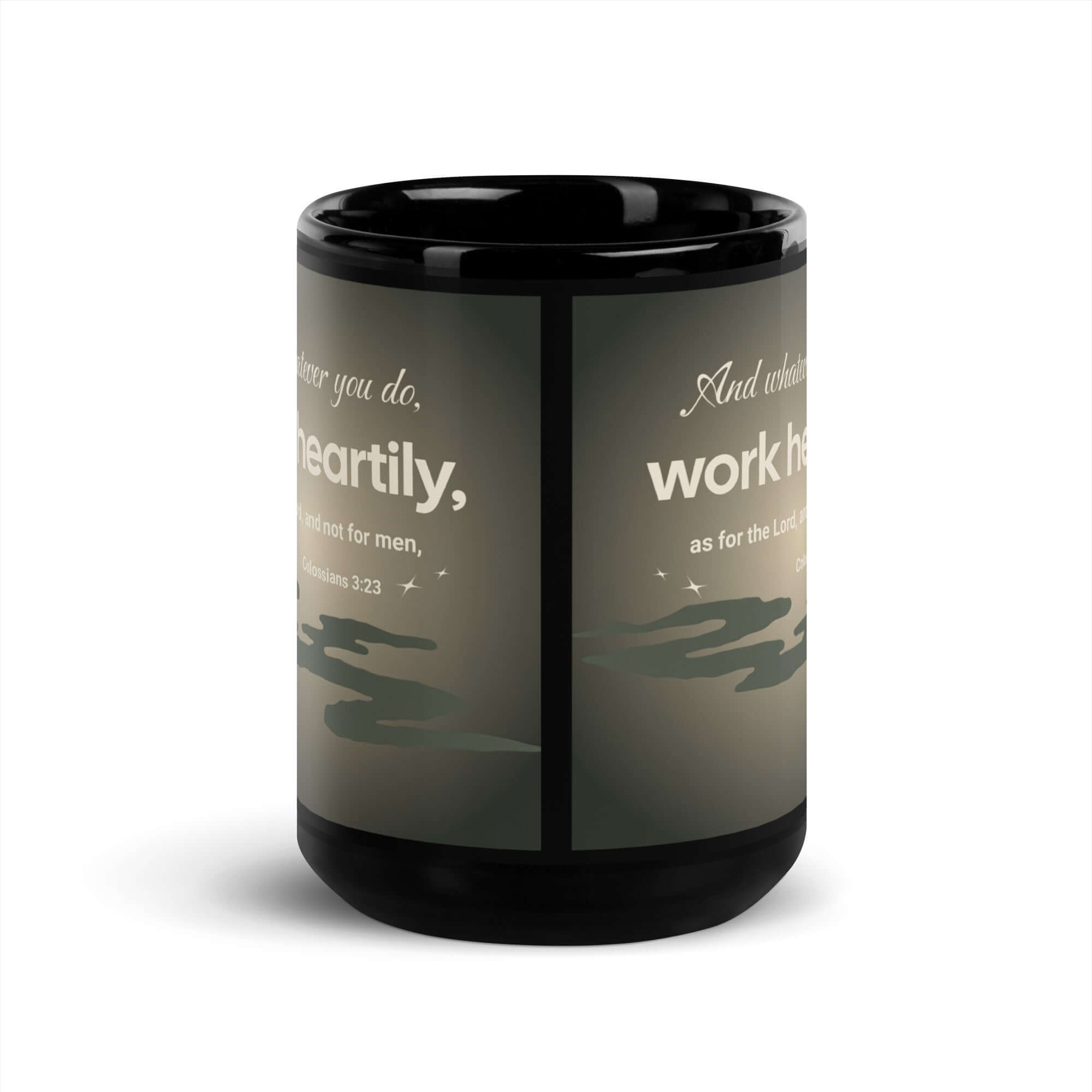 Col 3:23 - Bible Verse, as for the Lord Black Glossy Mug