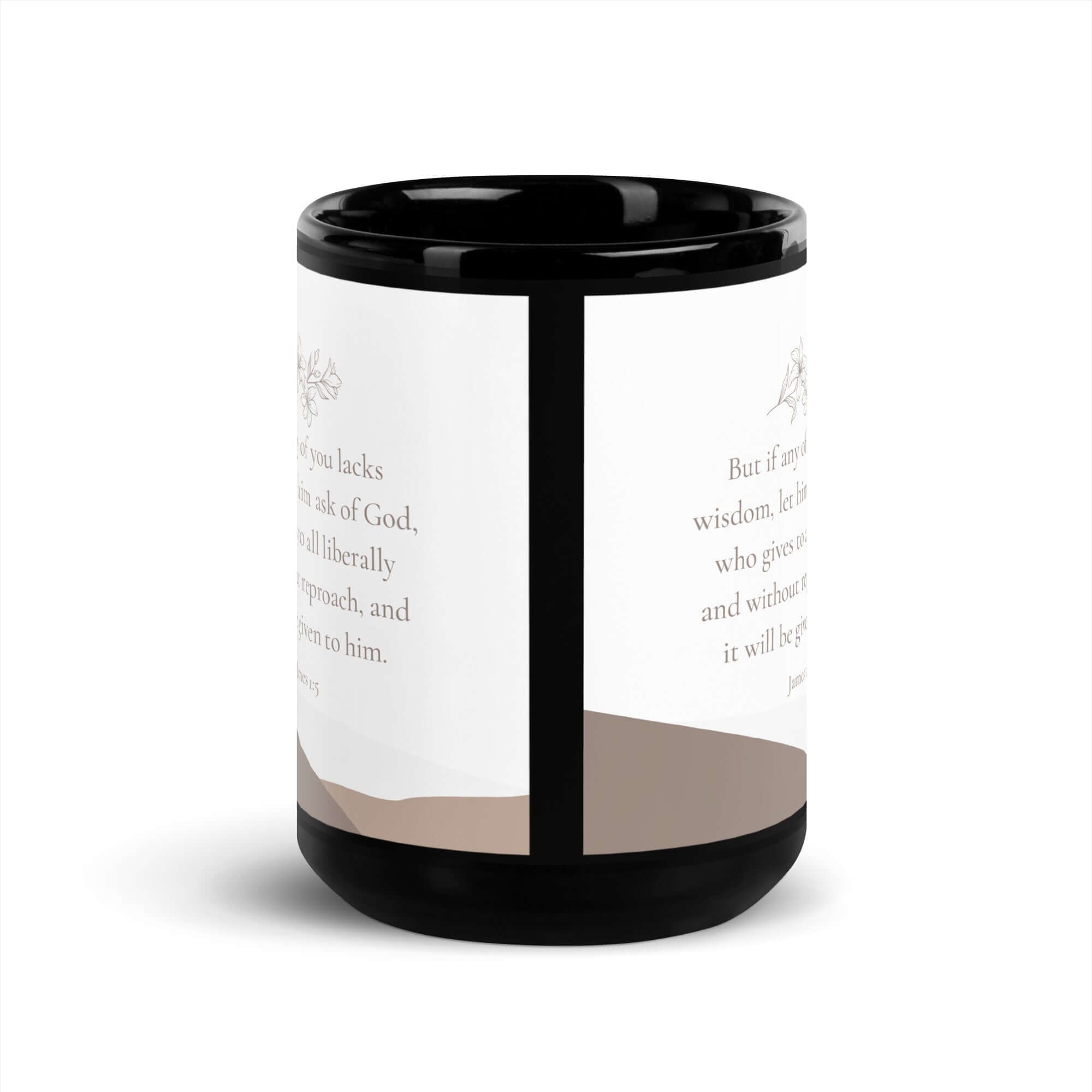 James 1:5 Bible Verse, ask of God Black Glossy Mug