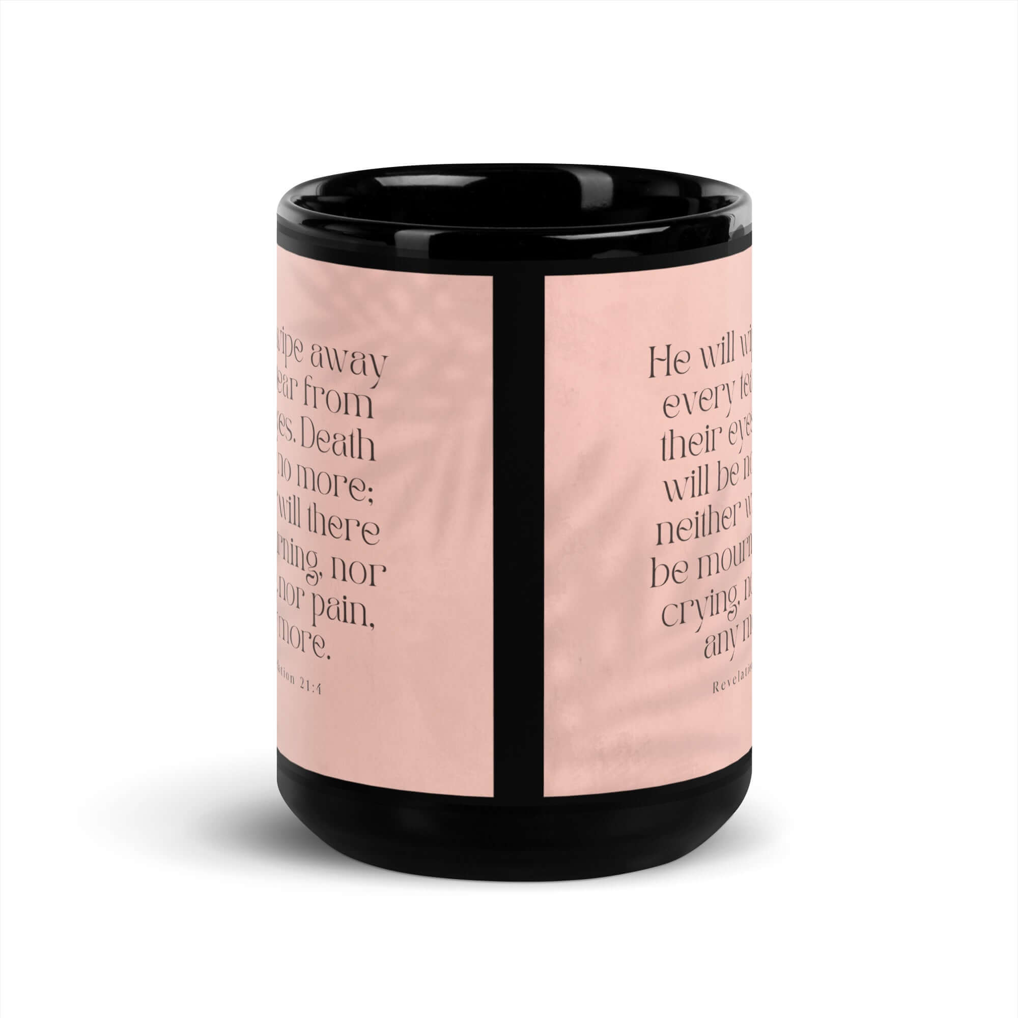 Revelation 21:4 Bible Verse, their eyes Black Glossy Mug