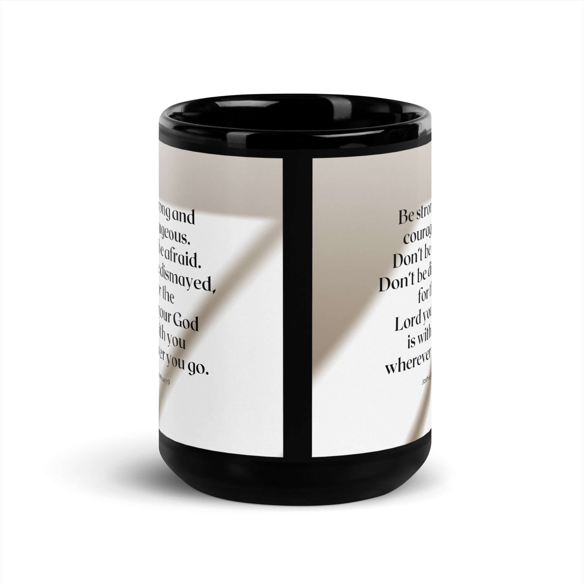 Joshua 1:9 Bible Verse, for the Lord Black Glossy Mug