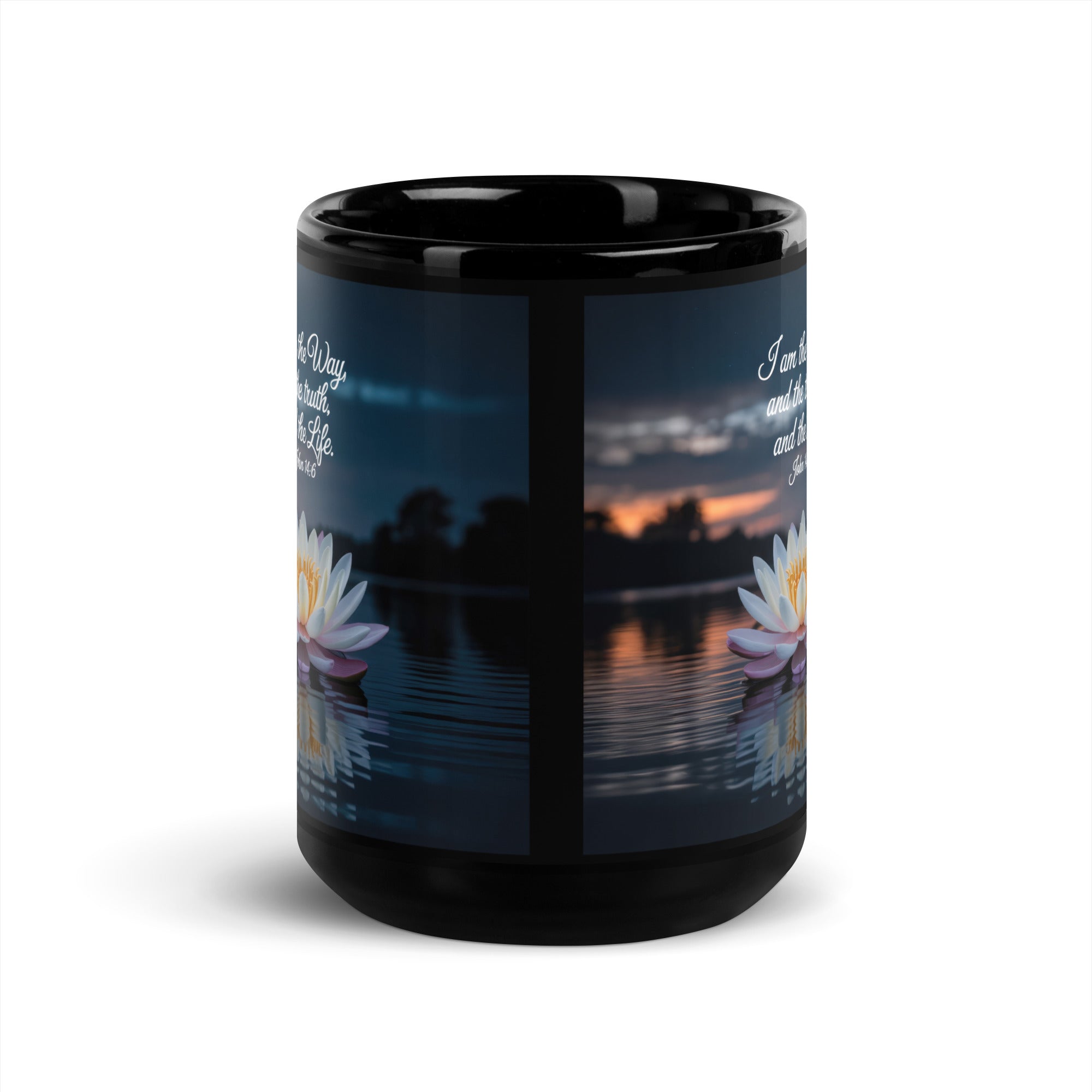 John 14:6 Bible Verse The Father Black Glossy Mug