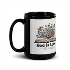 1 John 4:8 - Bible Verse, God is Love Black Glossy Mug