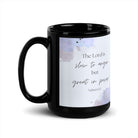 Nahum 1:3 Bible Verse, great in power Black Glossy Mug