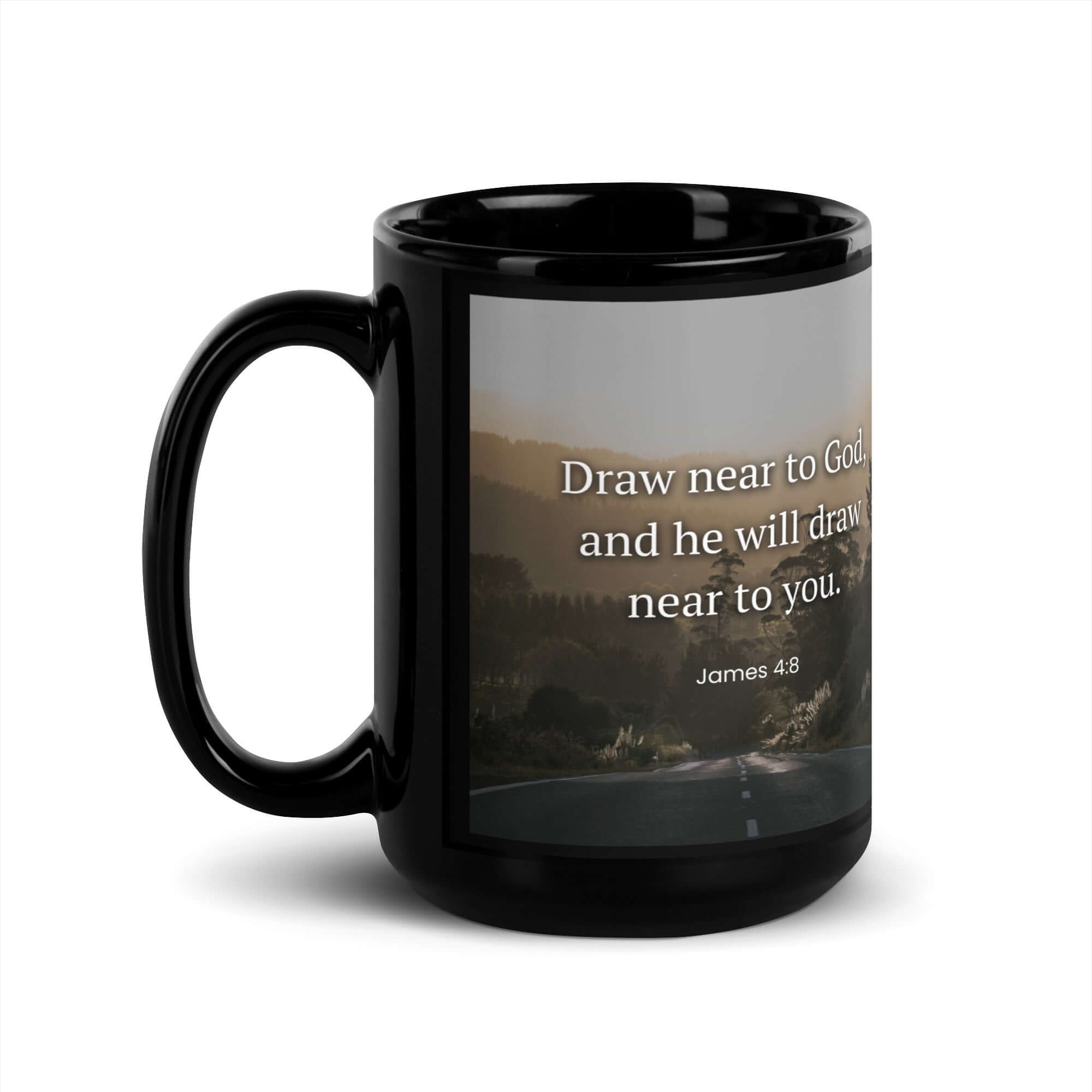 James 4:8 Bible Verse, Cleanse your Black Glossy Mug