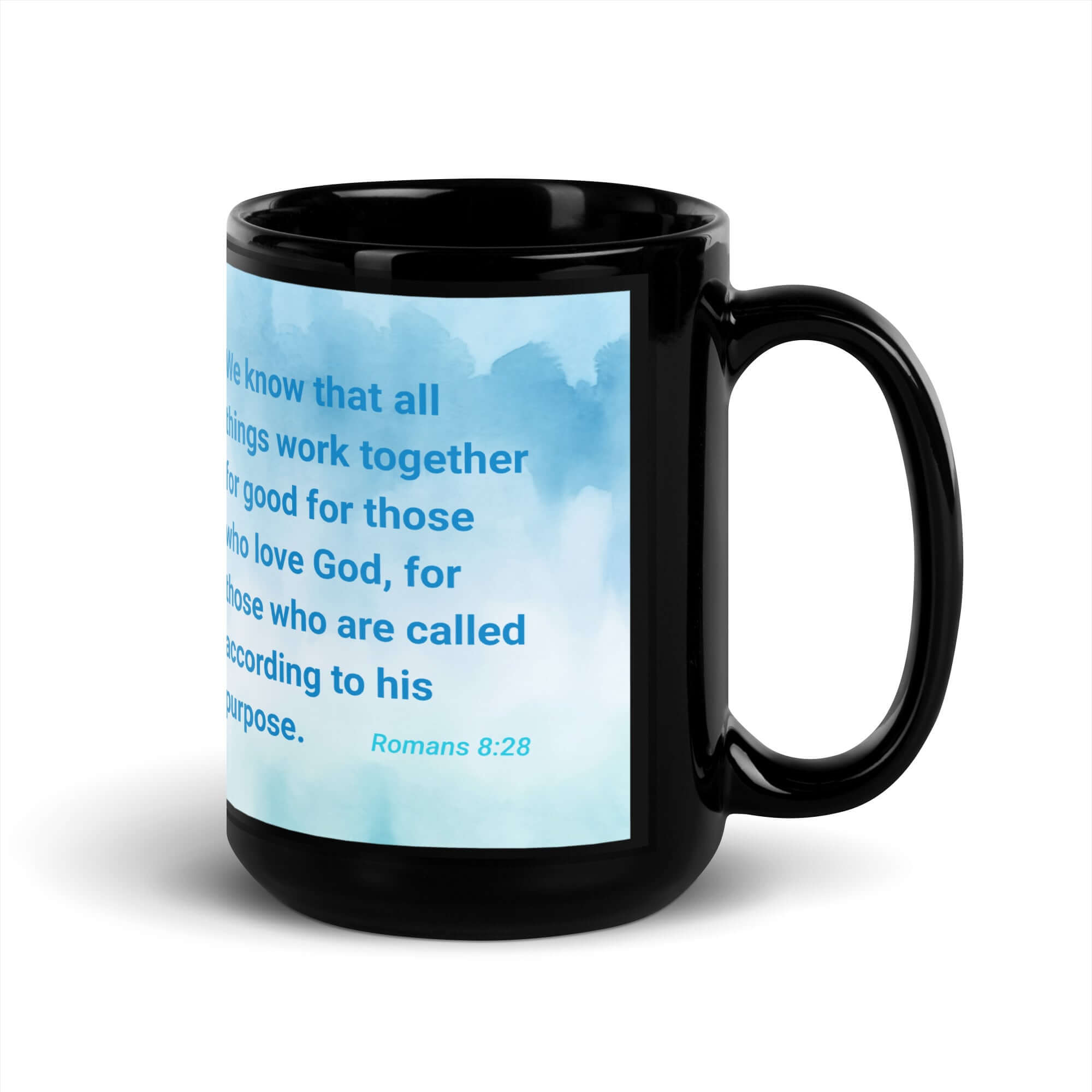 Rom 8:28 - Bible Verse, together for good Black Glossy Mug