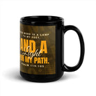 Psalm 119:105 - Bible Verse, lamp to my feet Black Glossy Mug