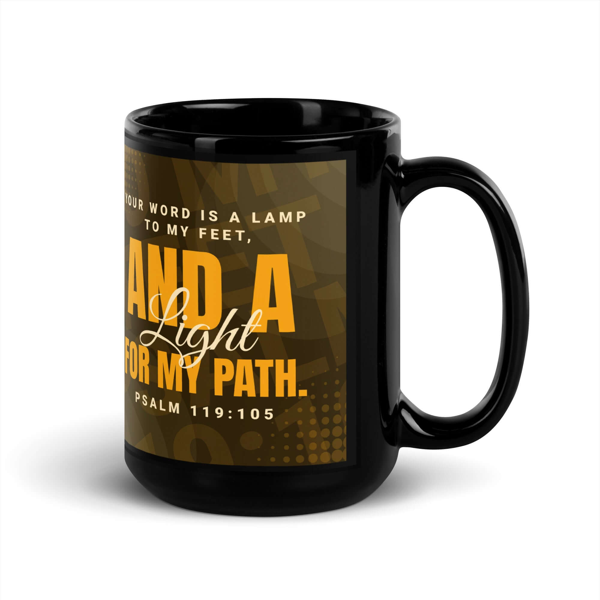 Psalm 119:105 - Bible Verse, lamp to my feet Black Glossy Mug