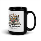 1 John 4:8 - Bible Verse, God is Love Black Glossy Mug