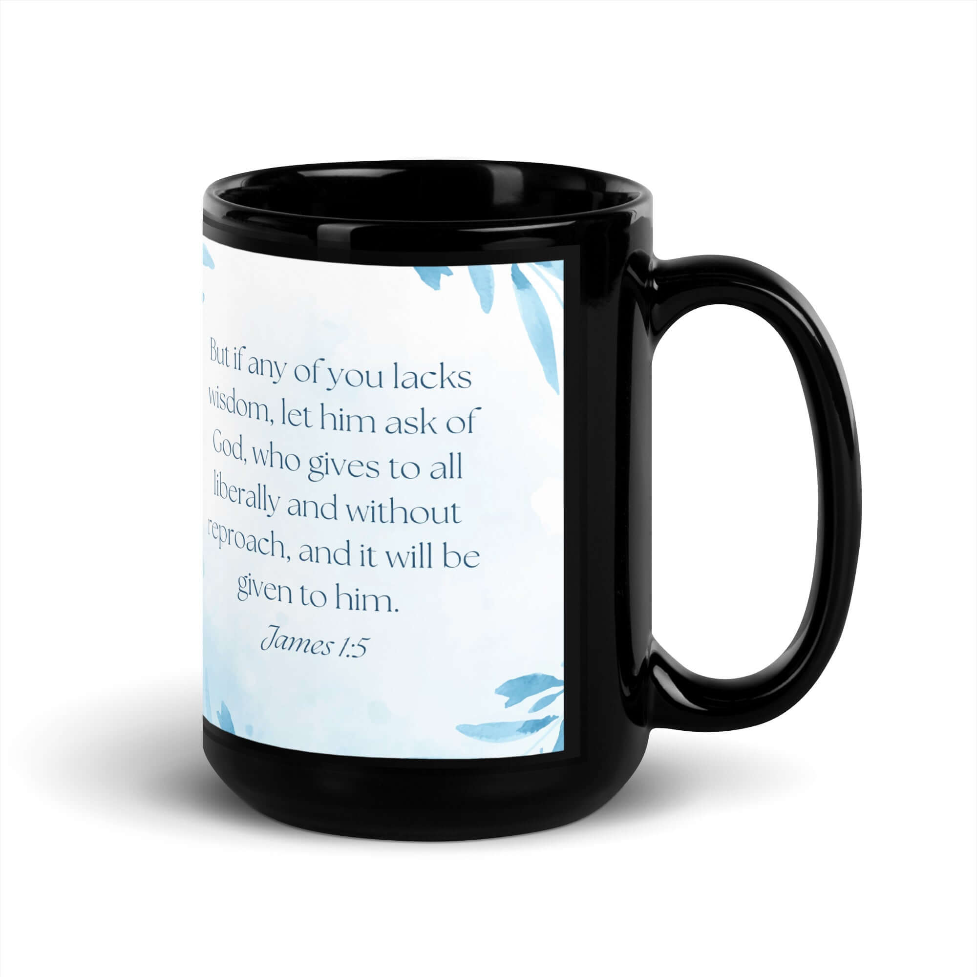 James 1:5 Bible Verse, lacks wisdom Black Glossy Mug