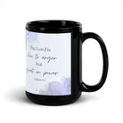 Nahum 1:3 Bible Verse, great in power Black Glossy Mug