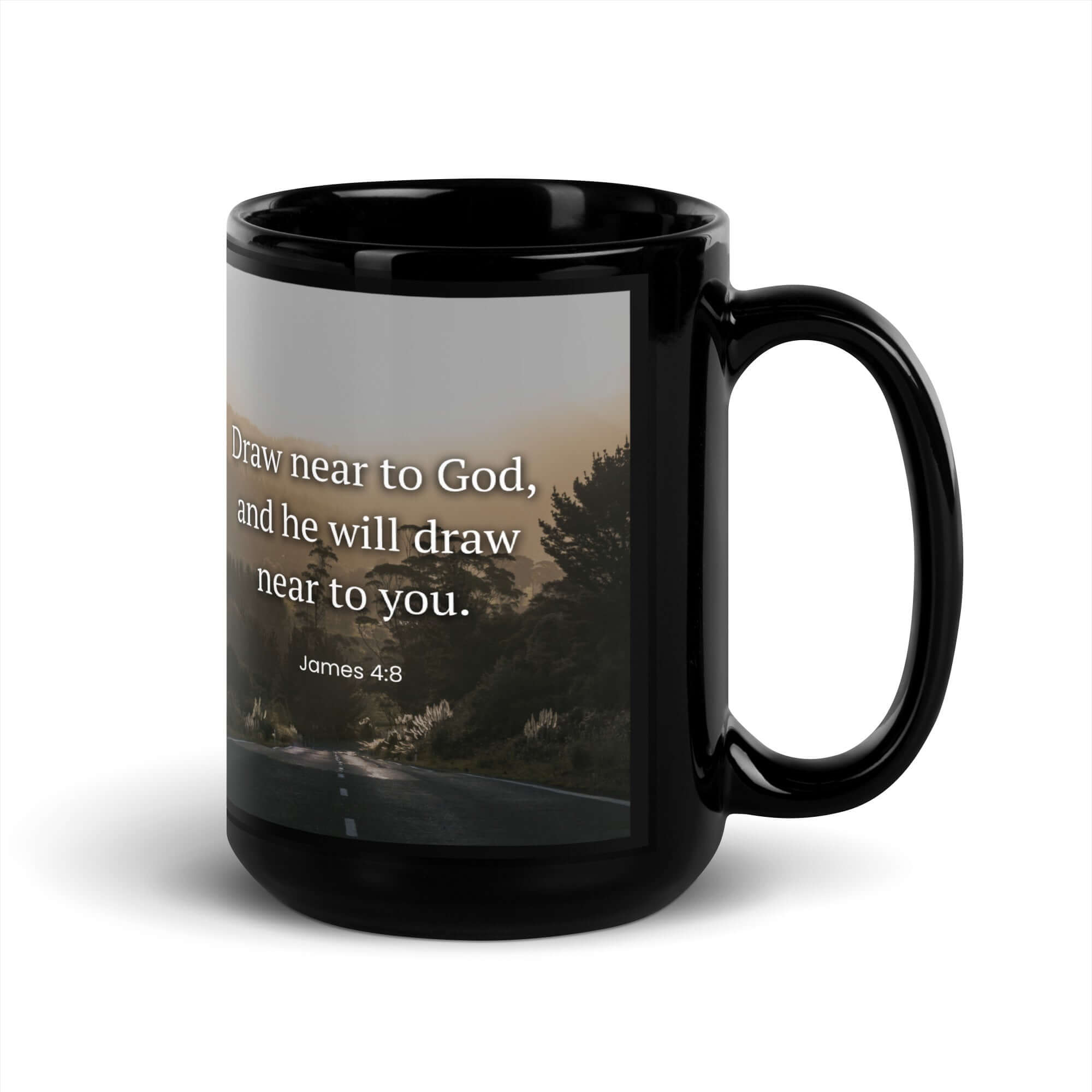 James 4:8 Bible Verse, Cleanse your Black Glossy Mug