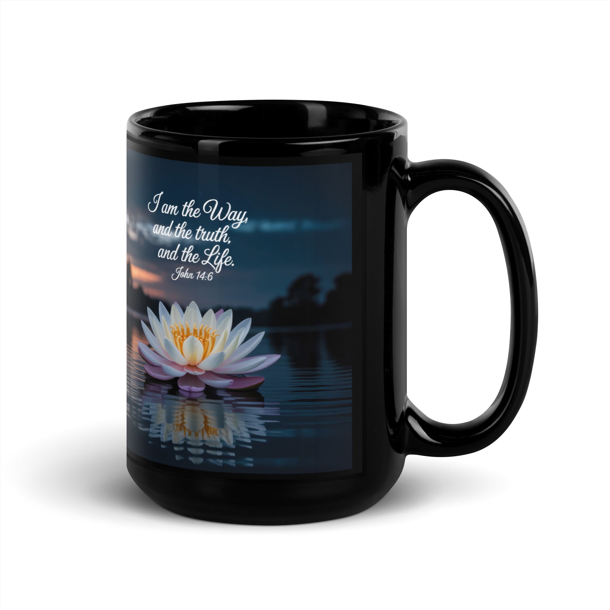John 14:6 Bible Verse The Father Black Glossy Mug