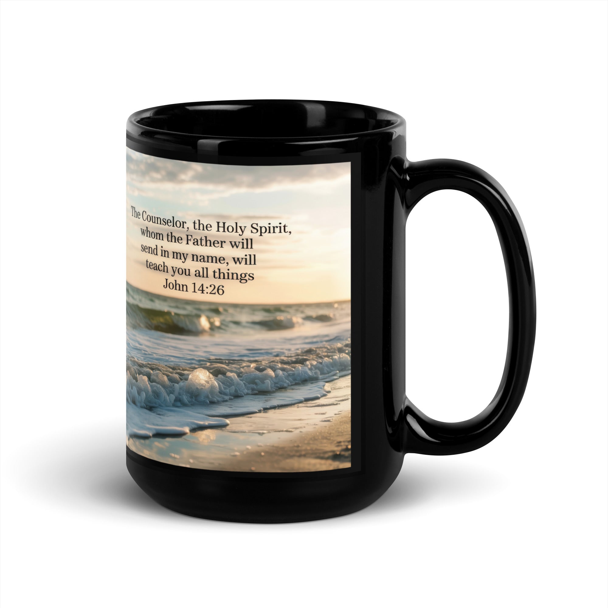 John 14:26 Bible Verse You All Black Glossy Mug