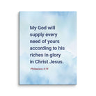 Phil 4:19 - Bible Verse, God will supply Canvas