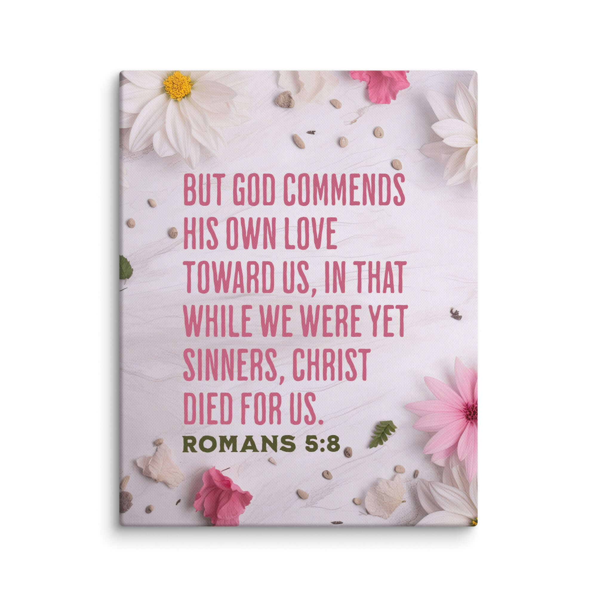 Romans 5:8 - Bible Verse, Christ Died for Us Canvas