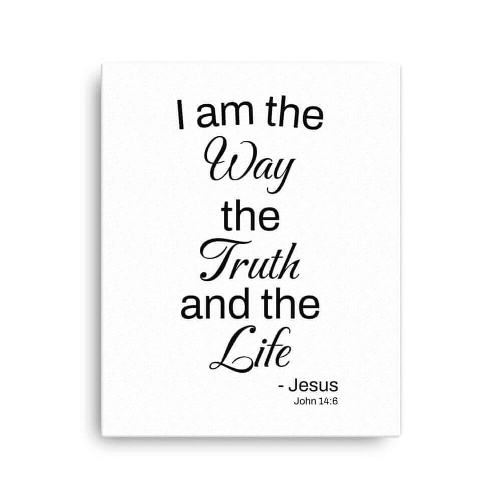 John 14:6 Bible Verse, Black Text Canvas