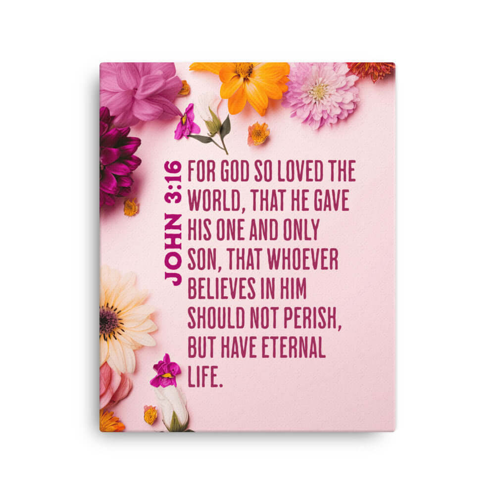 John 3:16 - Bible Verse, For God So Loved Canvas