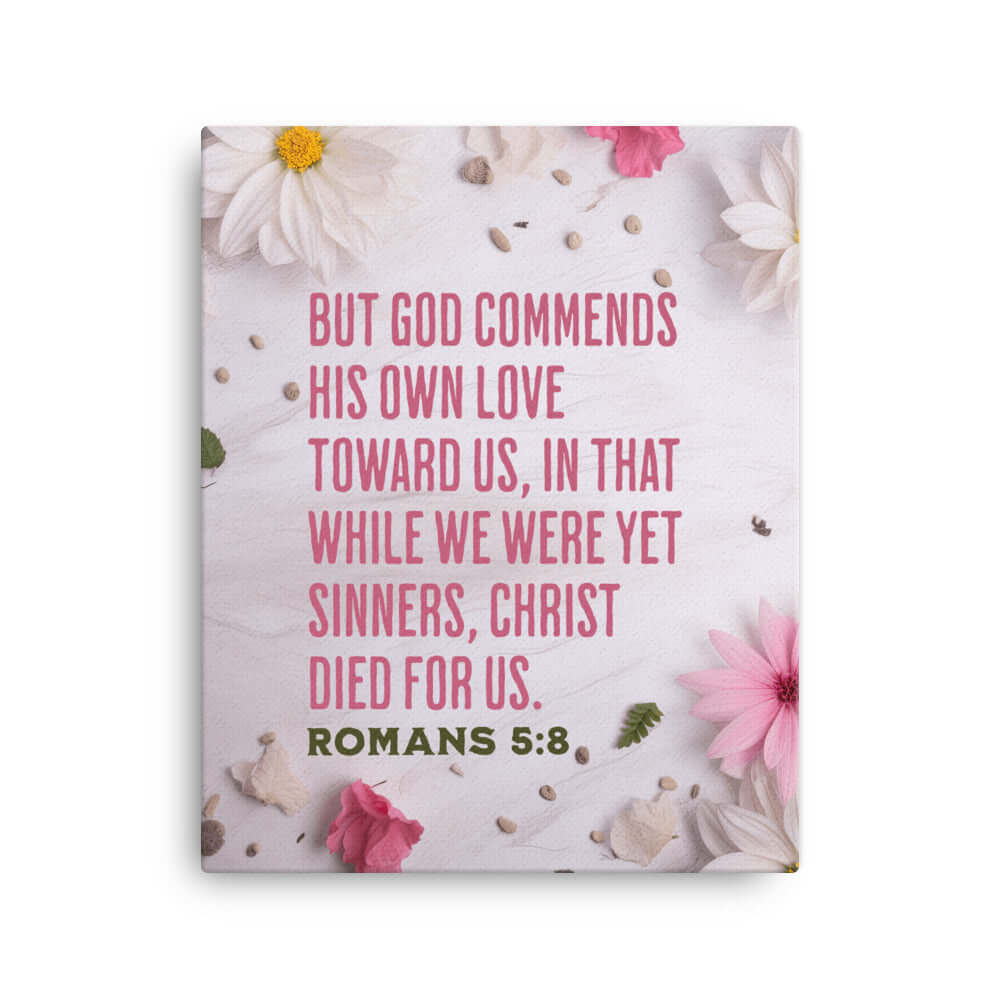 Romans 5:8 - Bible Verse, Christ Died for Us Canvas