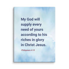 Phil 4:19 - Bible Verse, God will supply Canvas