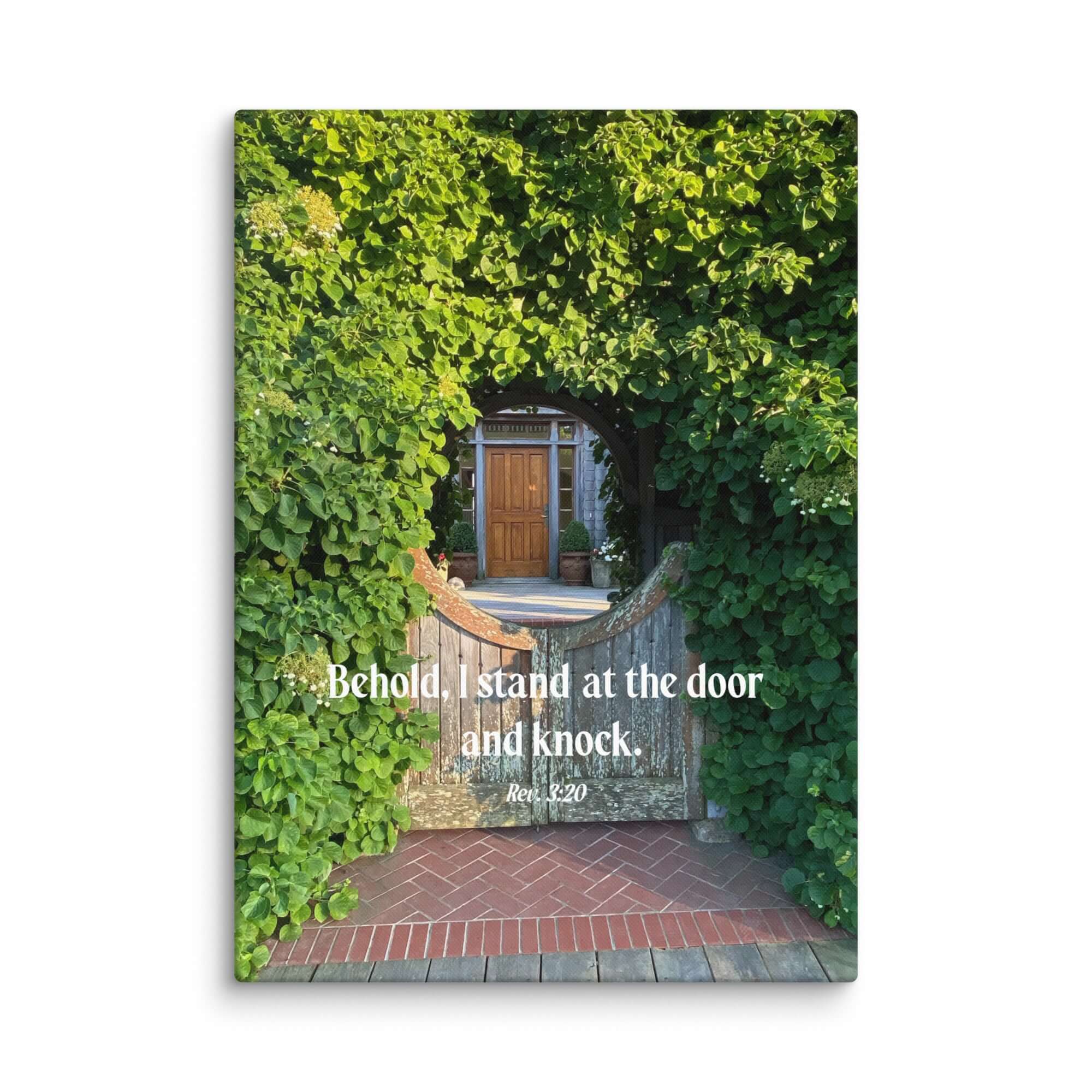 Rev 3:20 Bible Verse, Garden Doorway Canvas