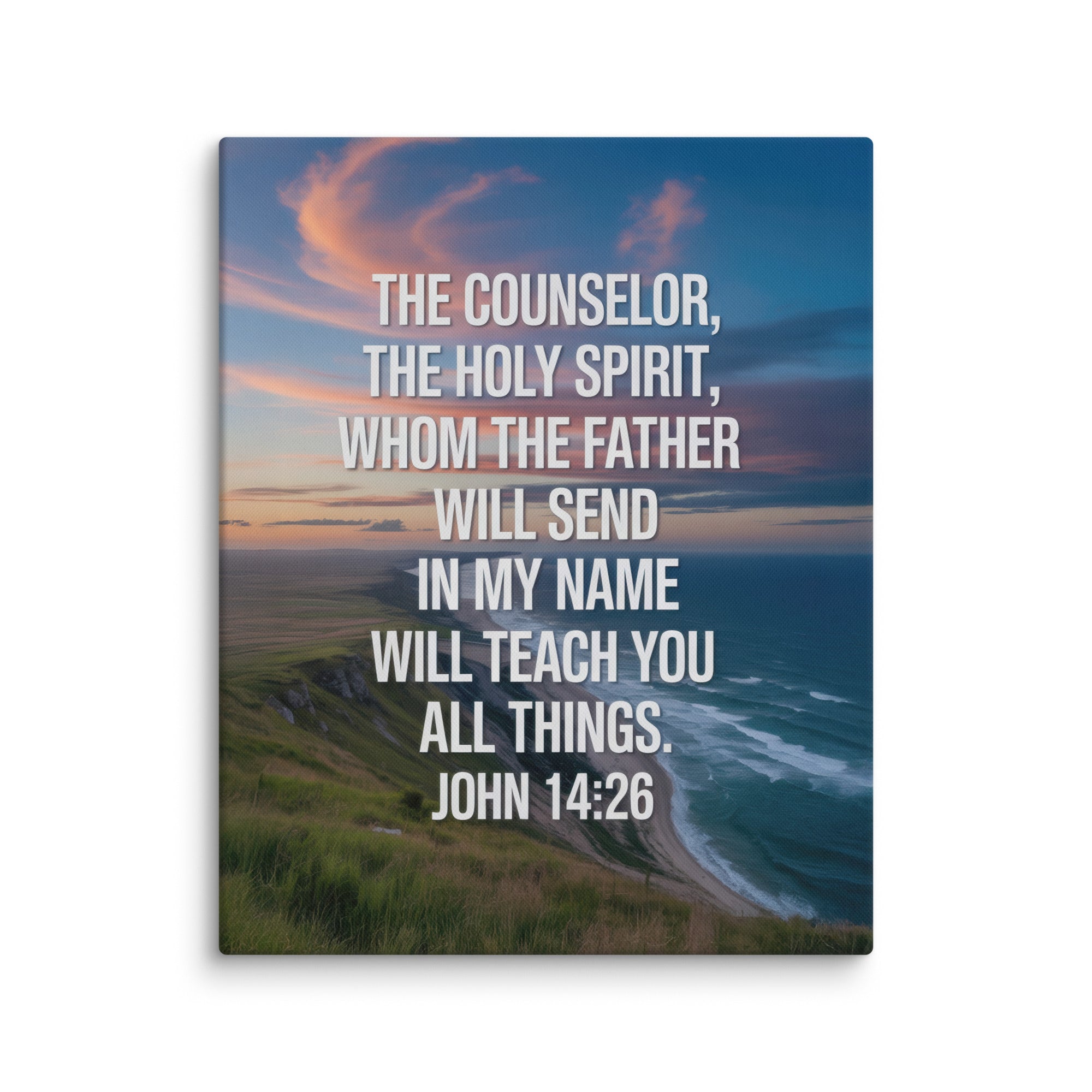John 14:26 Bible Verse will teach Canvas 24″×30″