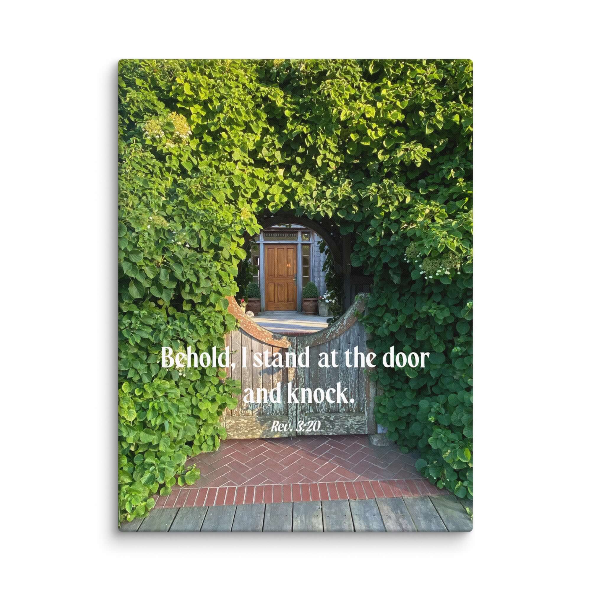 Rev 3:20 Bible Verse, Garden Doorway Canvas