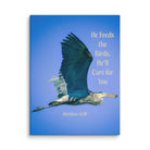 Matt 6:26, Graceful Heron, He'll Care for You Canvas