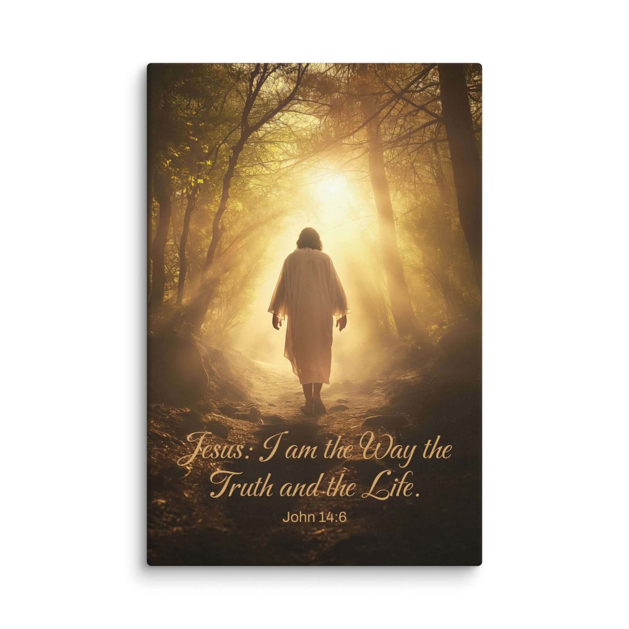 John 14:6 Bible Verse, Forest Image Canvas