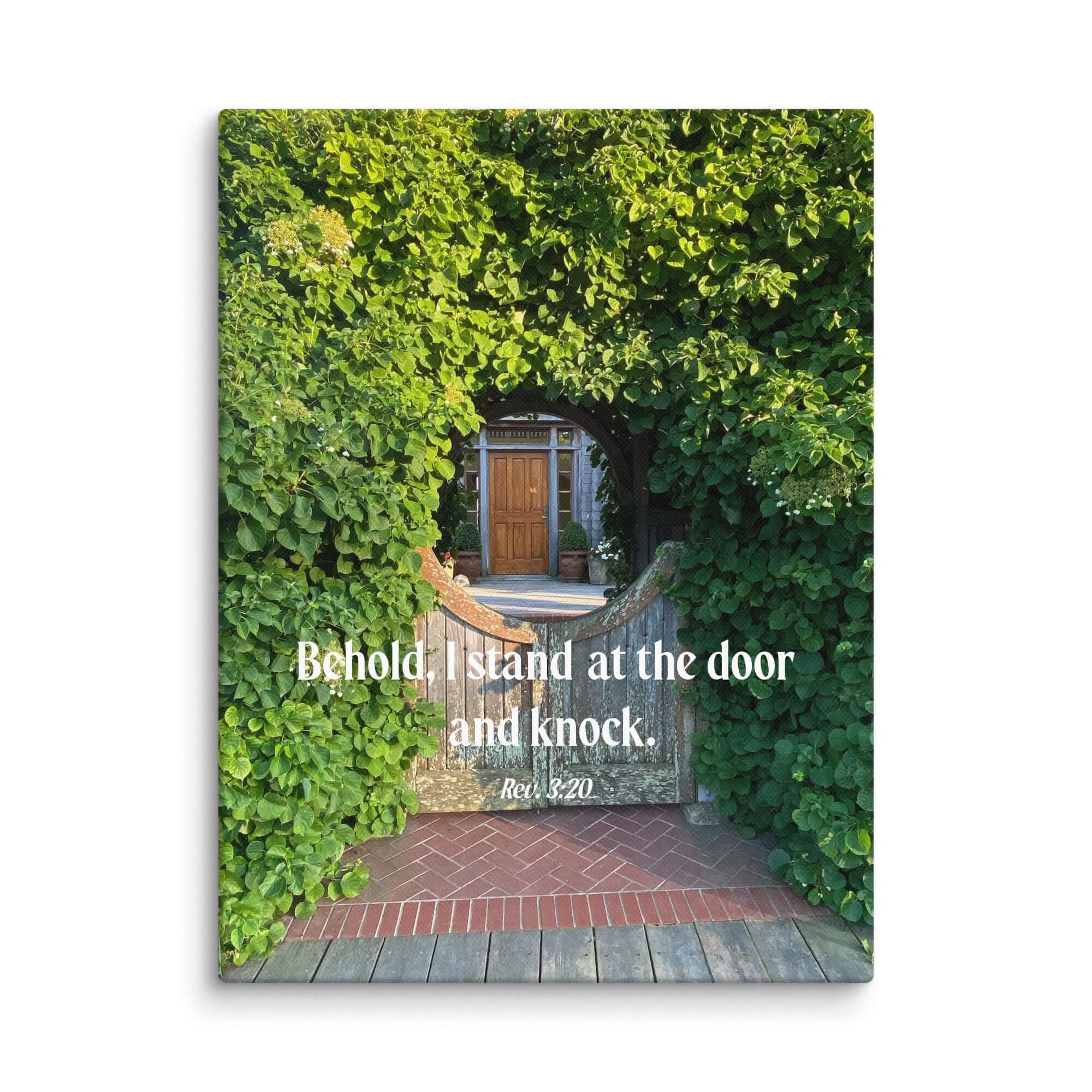 Rev 3:20 Bible Verse, Garden Doorway Canvas