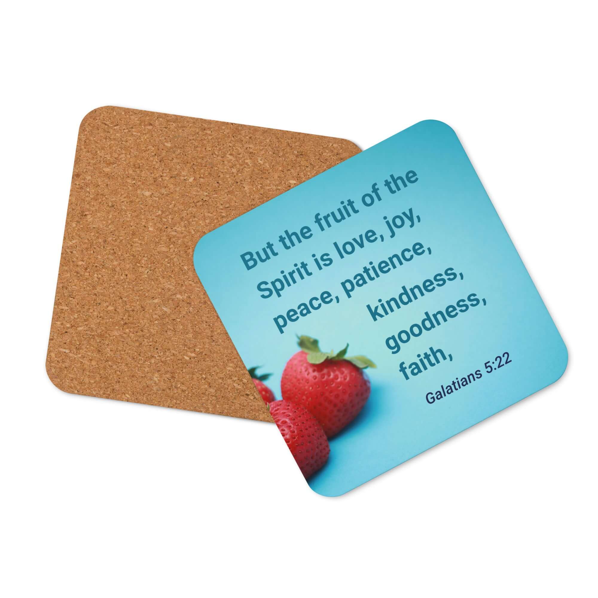 Gal 5:22 - Bible Verse, fruit of the Spirit Cork-Back Coaster