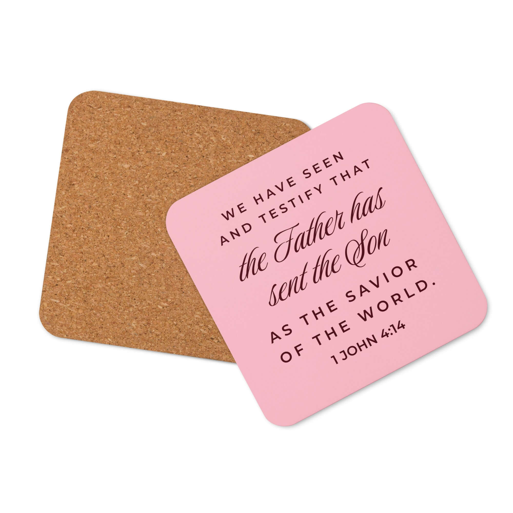 1 John 4:14 - Bible Verse, We have seen Cork-Back Coaster