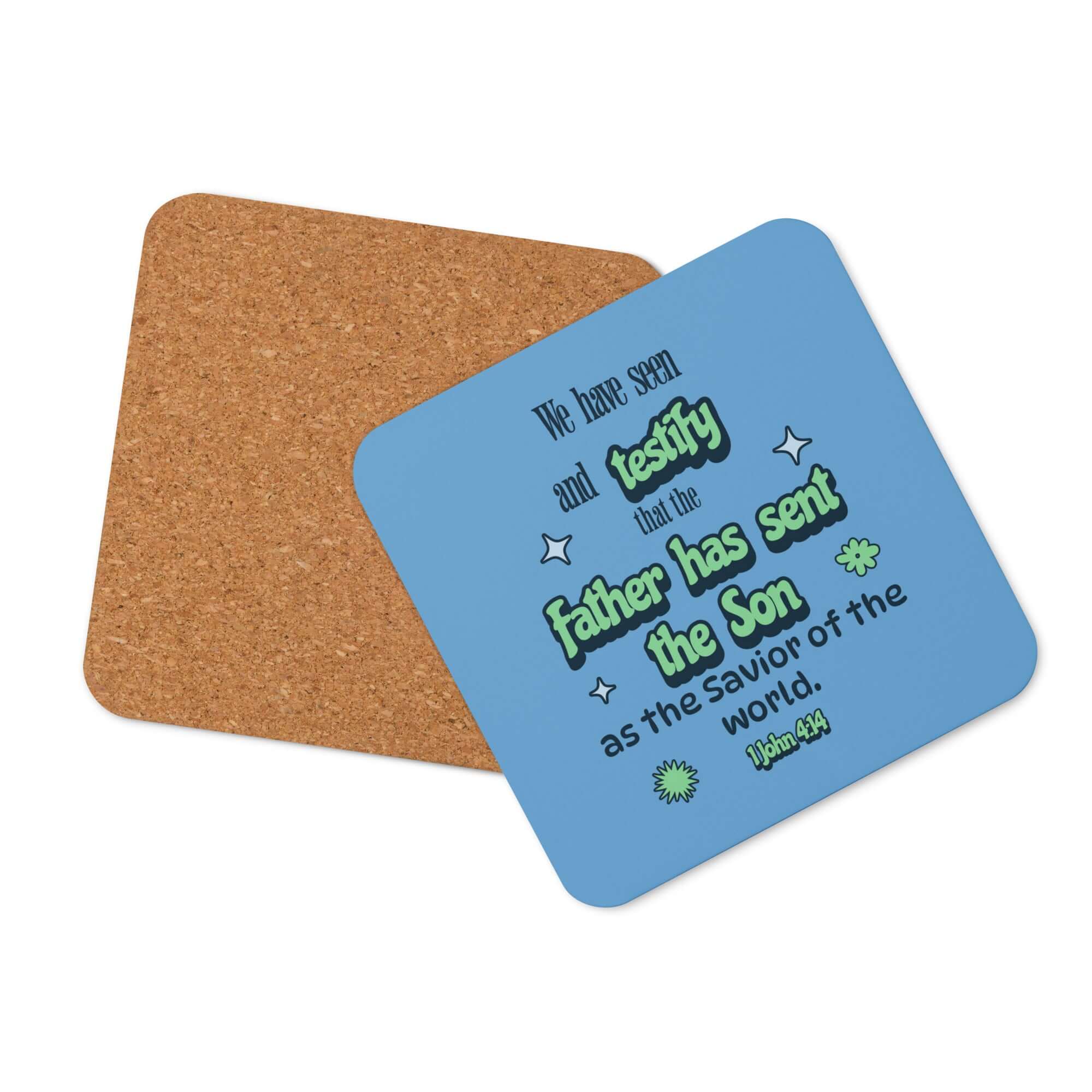 1 John 4:14 - Bible Verse, sent the Son Cork-Back Coaster