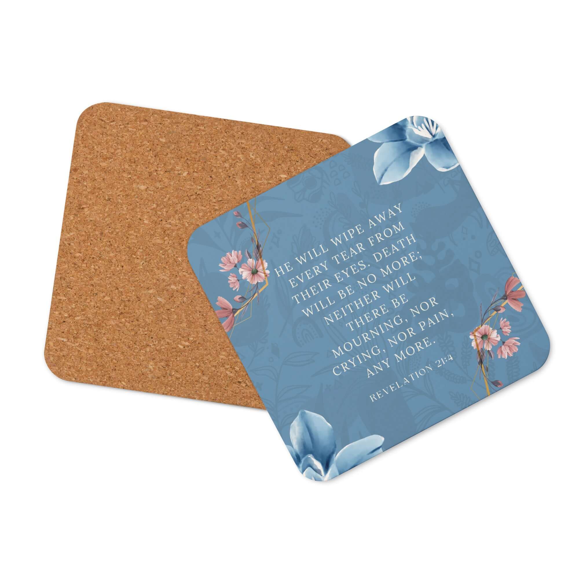 Revelation 21:4 Bible Verse, every tear Cork-Back Coaster