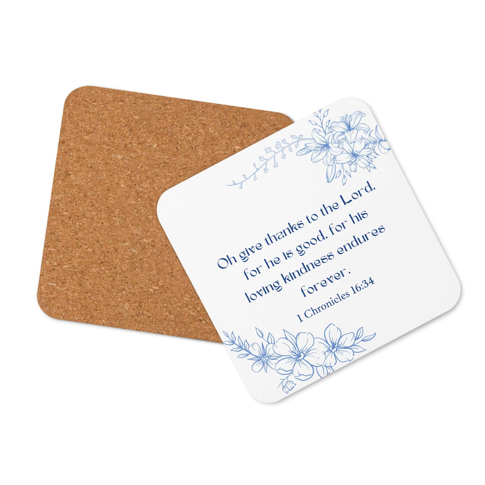 1 Chronicles 16:34 Bible Verse, to the Lord Cork-Back Coaster