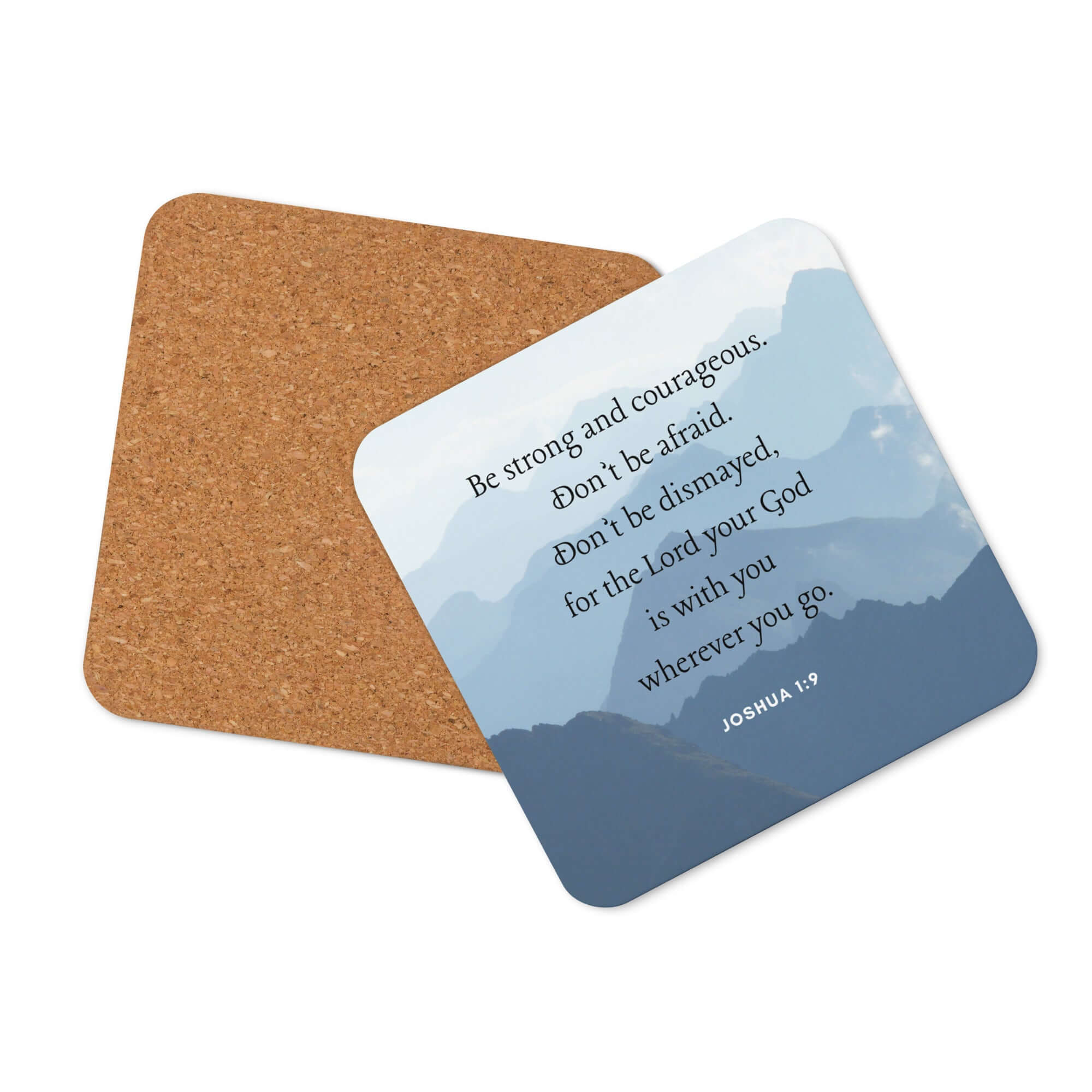 Joshua 1:9 Bible Verse, Courageous Cork-Back Coaster