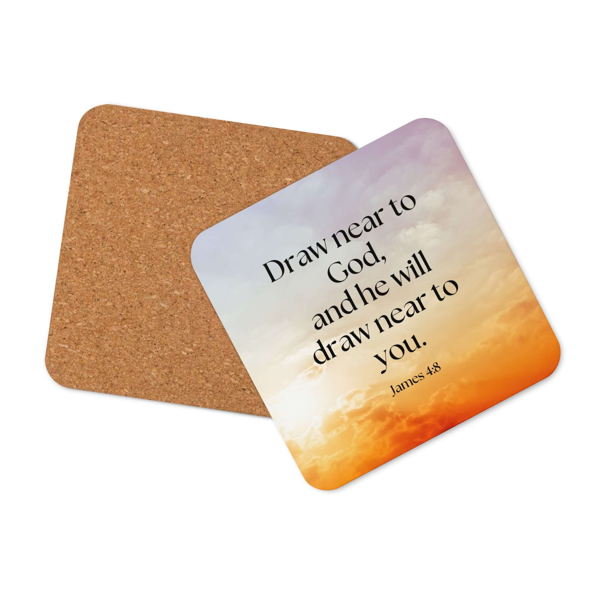 James 4:8 Bible Verse, he will draw Cork-Back Coaster