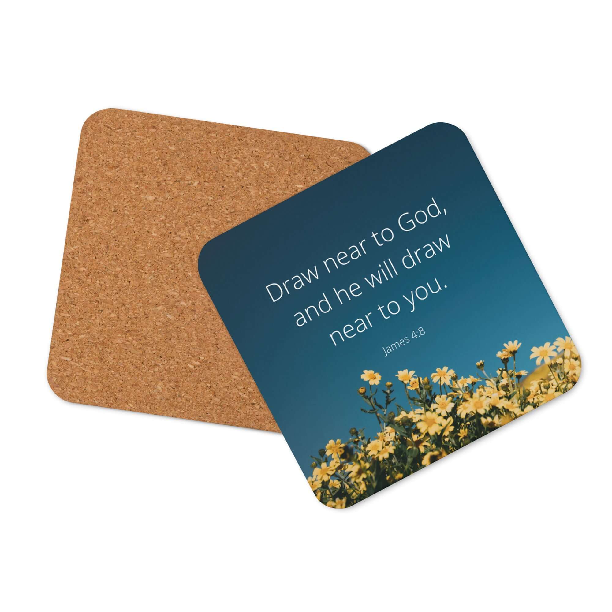 James 4:8 Bible Verse, near to you Cork-Back Coaster