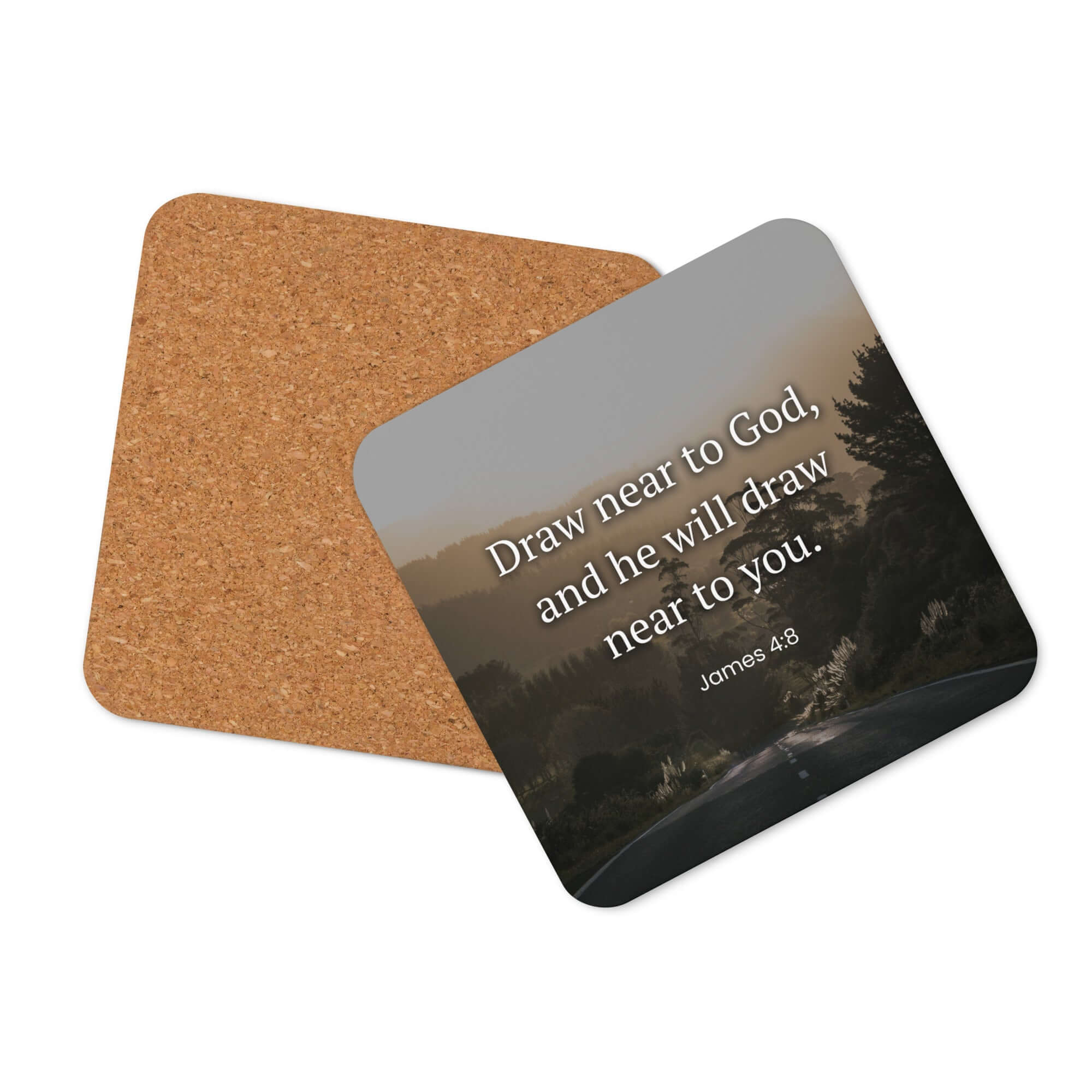 James 4:8 Bible Verse, Cleanse your Cork-Back Coaster