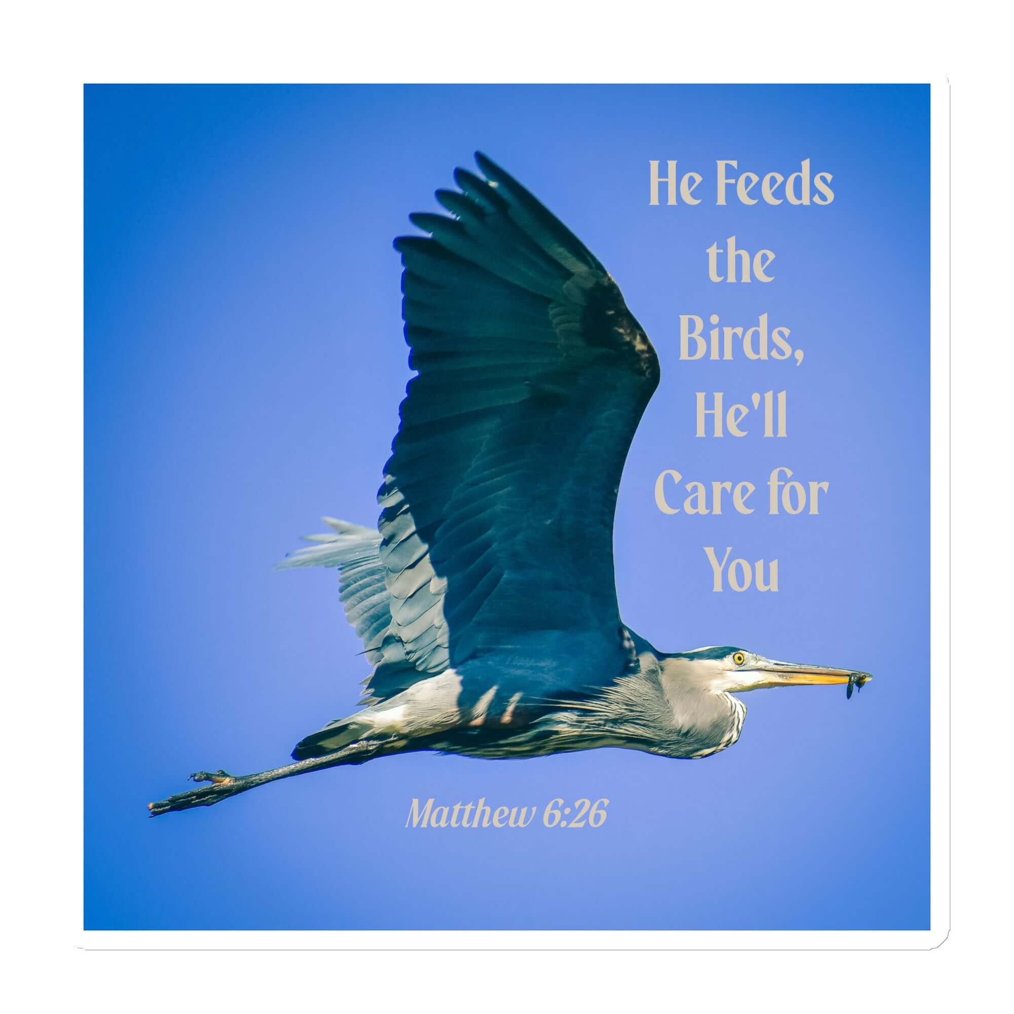 Matt 6:26, Graceful Heron, He'll Care for You Die-Cut Magnet