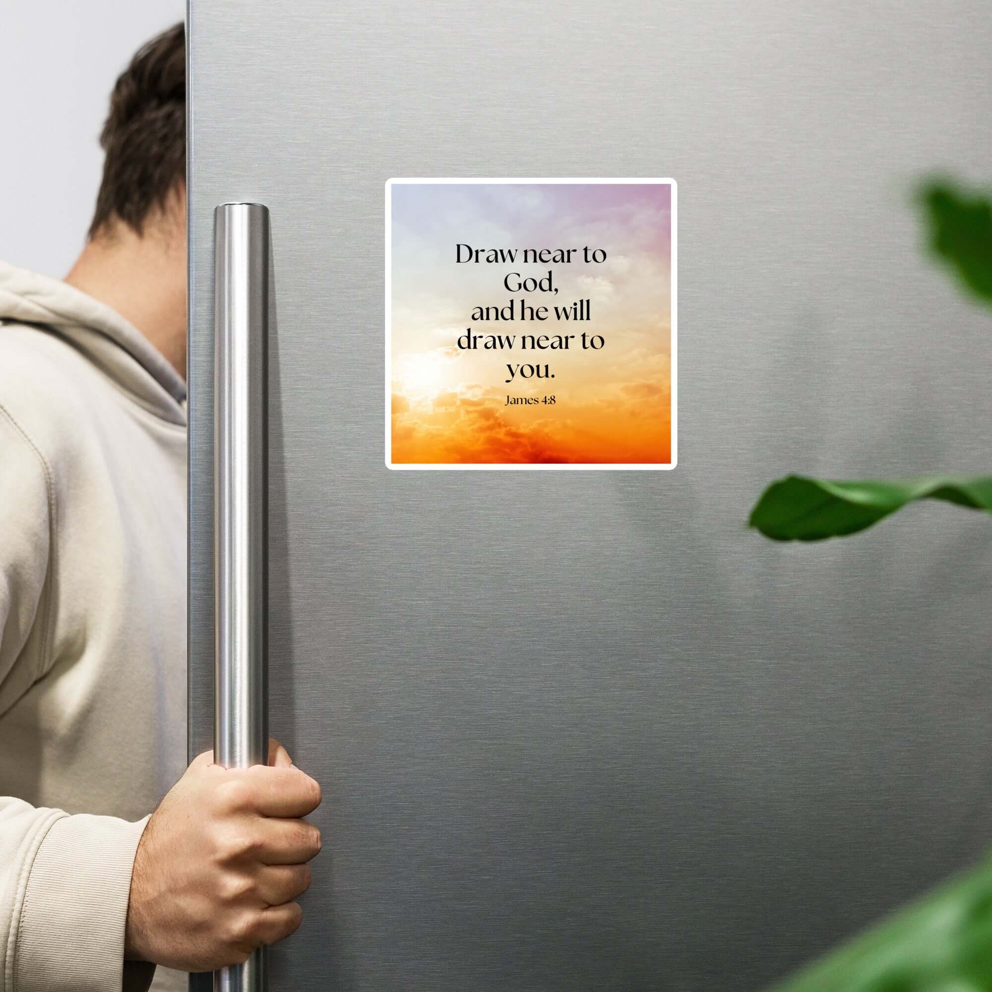 James 4:8 Bible Verse, he will draw Die-Cut Magnet