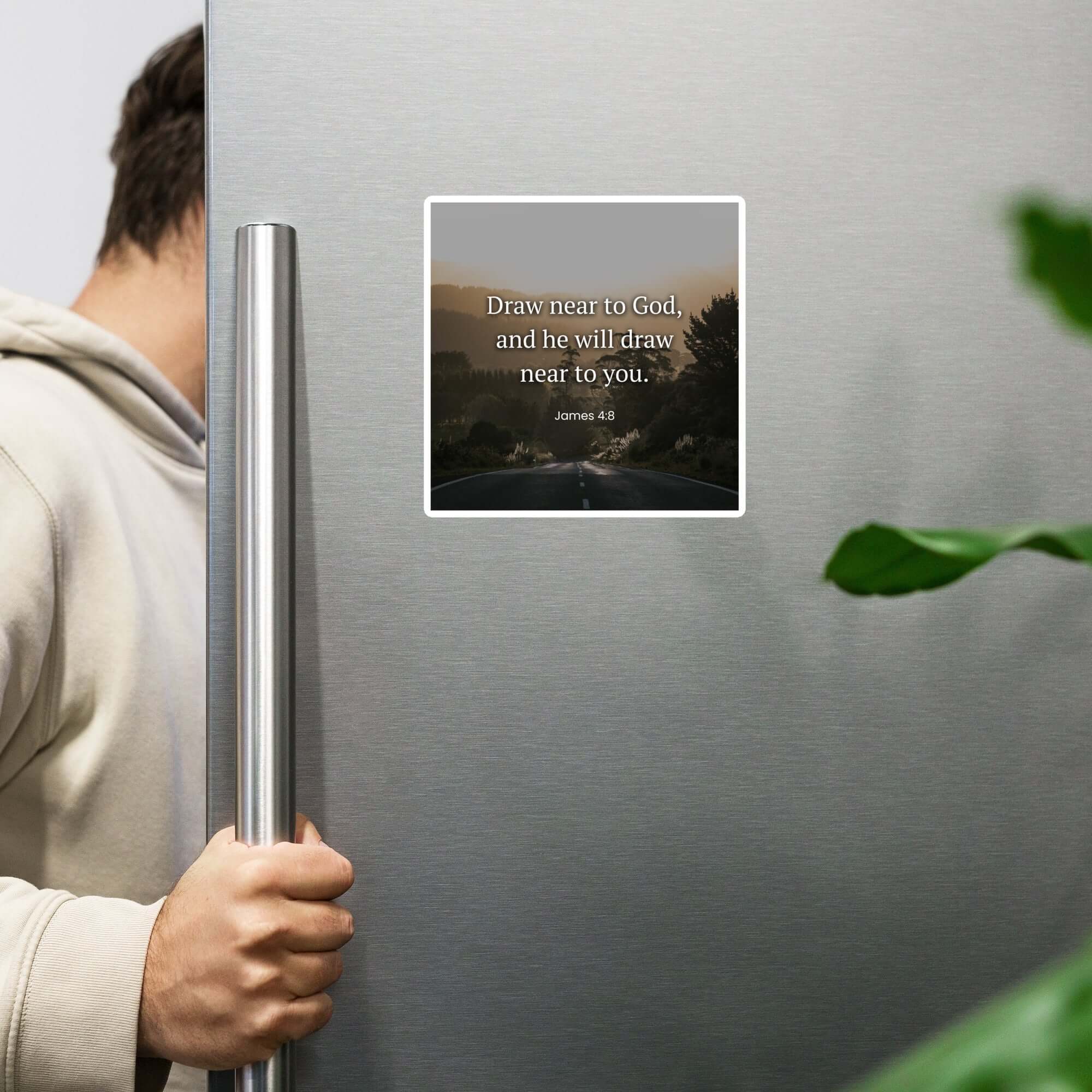 James 4:8 Bible Verse, Cleanse your Die-Cut Magnet