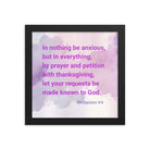 Phil 4:6 - Bible Verse, Prayer and Petition Enhanced Matte Paper Framed Poster