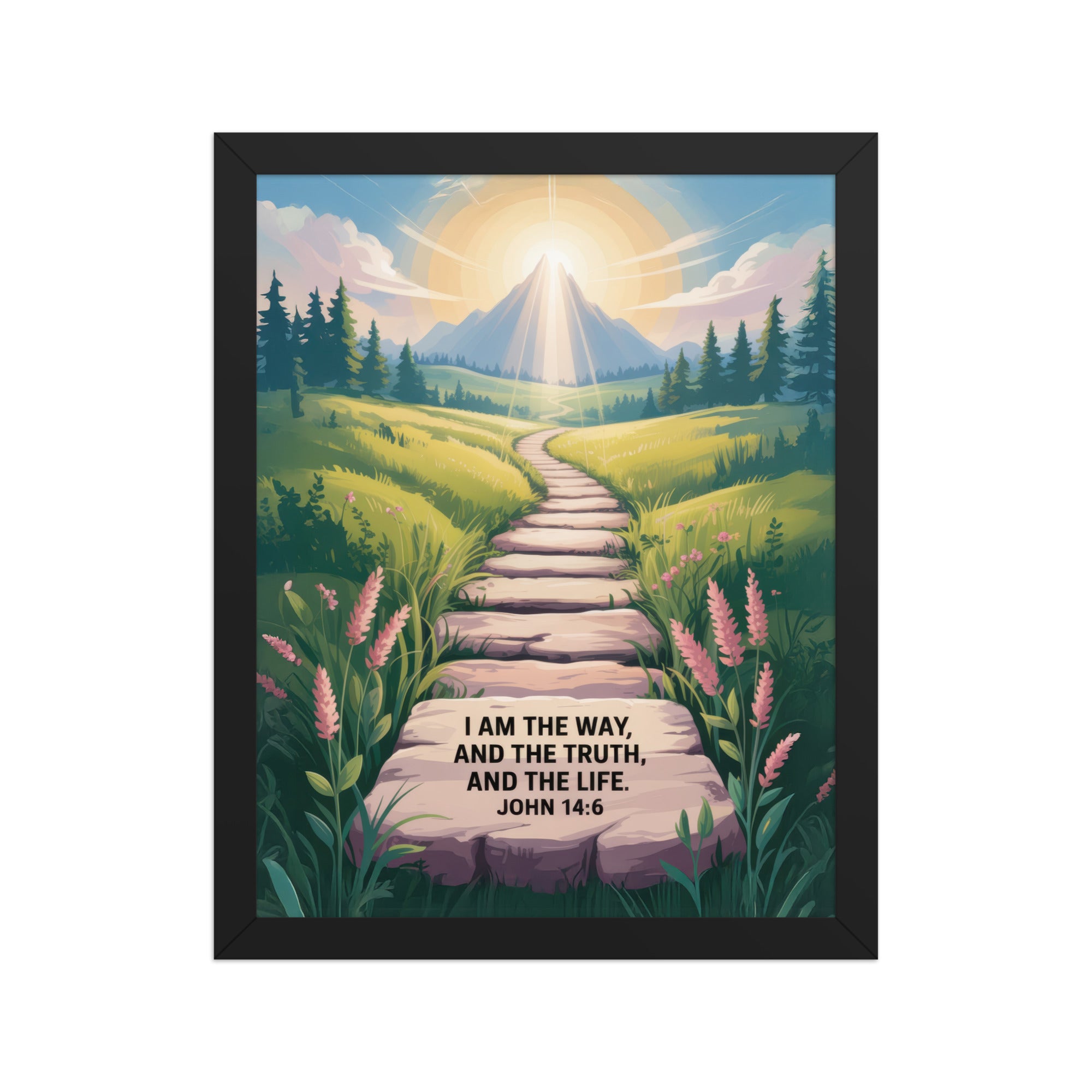 John 14:6 Bible Verse The Truth Enhanced Matte Paper Framed Poster Black 11″×14″