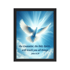 John 14:26 - Bible Verse, Holy Spirit Dove Framed Poster